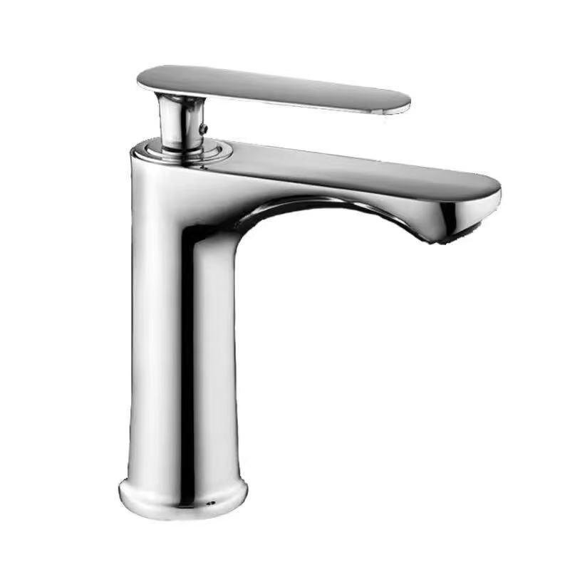 Robinet De Lavabo Monotrou, Robinet D'Eau Froide Monotrou En Cuivre, Sans Flexible, Couleur Chromée