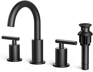 All-copper Three-hole Hot And Cold Water Faucet, Matte Black
