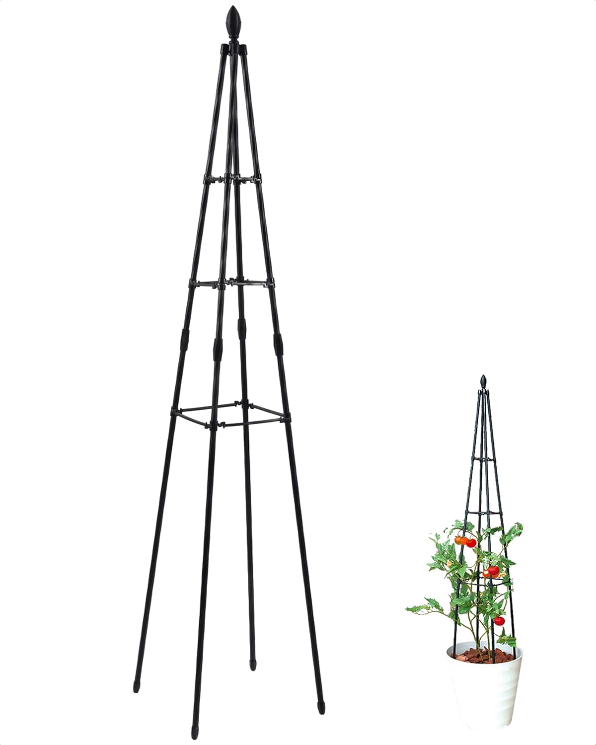 Grimpante Obélisque En Métal, 160 Cm, Cadre En Acier, Treillis De Vigne, Décoration Florale, Cour Ronde, Résistante Aux Intempéries