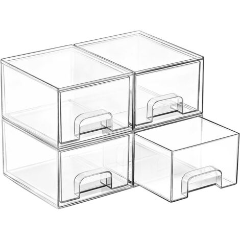 Ensemble De Tiroirs Empilables Pour Cosmétiques, Boîte De Rangement En Acrylique Pour Salle De Bain, Compartiment De Rangement Alimentaire.