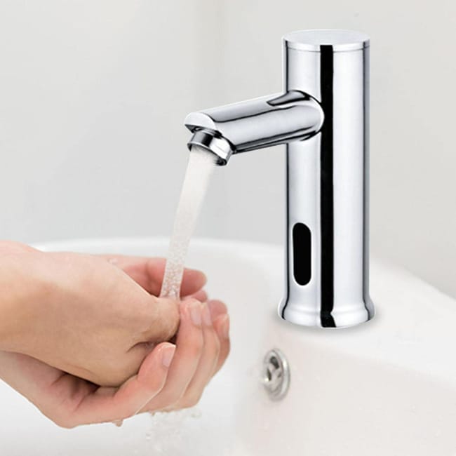 Robinet De Salle De Bain Automatique Sans Contact, Robinet De Lavabo De Salle De Bain À Piles En Laiton Avec Boîtier De Commande