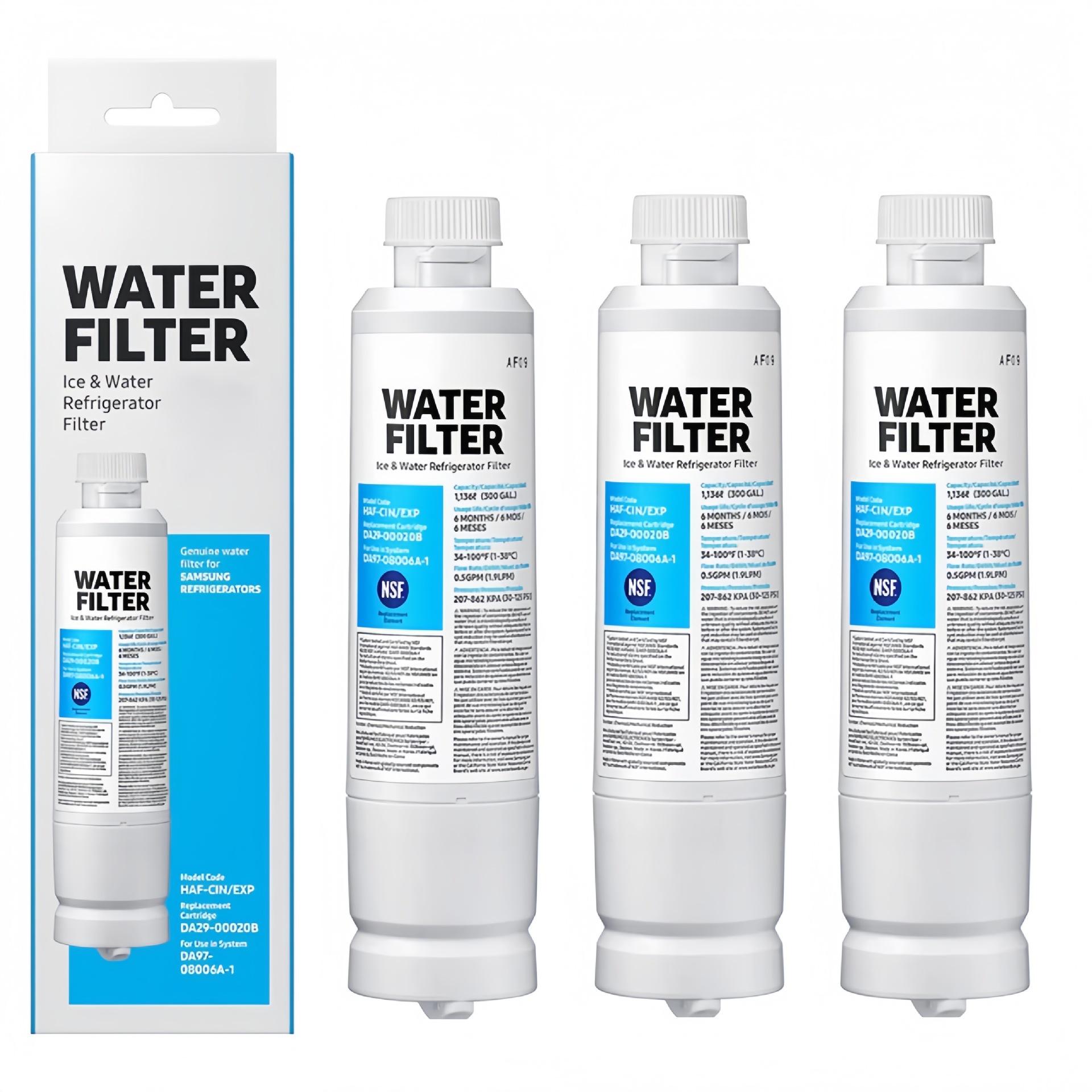 Filtre Réfrigérateur Da29-00020b Da97-08006a- 1haf-cin/exp Pour Purificateurs D'Eau (3 Pièces)