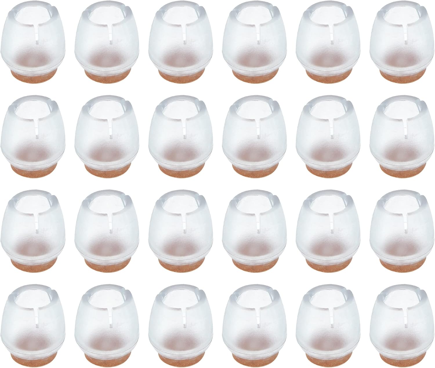 24-pcs Pvc Chair Leg Floor Protector With Non-slip Silicone Felt Furniture Pads, Fits Rounds 0.47" To 0.63" (1.2-1.6cm) Diameter, Prevent Scratch & Noise - Clear Color