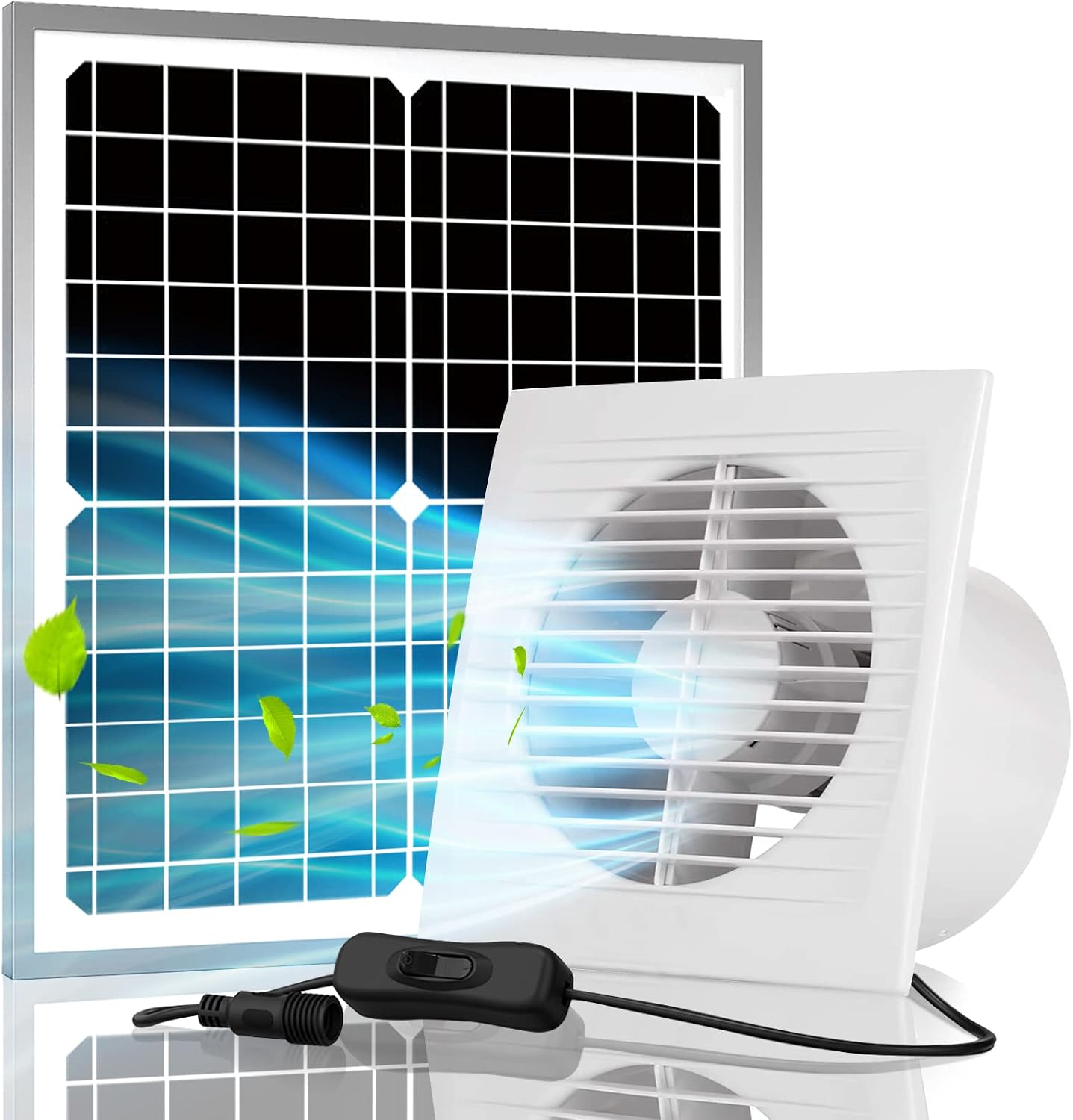 Ventilateur D'Extraction Solaire Pro, Panneau Solaire 15 W + Ventilateur D'Extraction Haute Vitesse De 6 Pouces (environ 15,2 Cm)