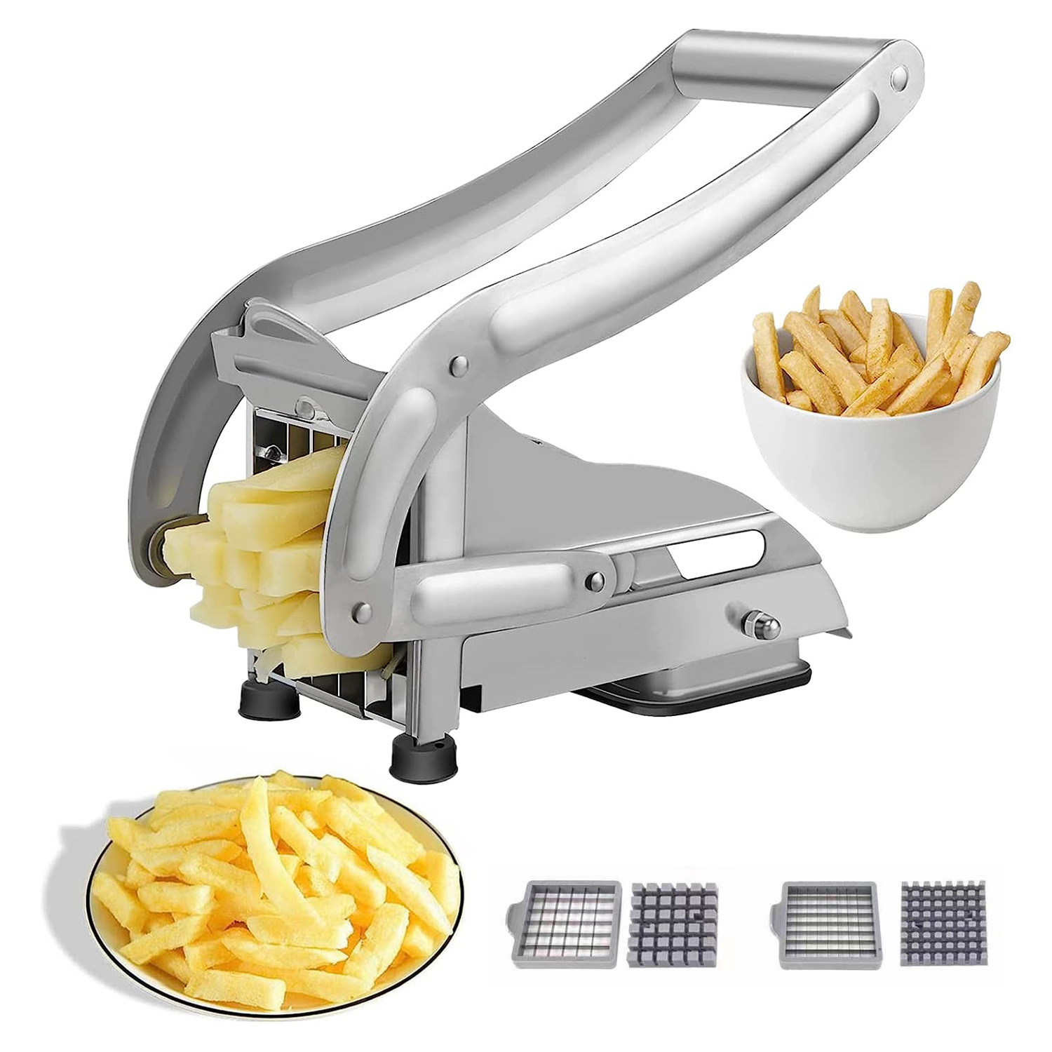 Coupe-frites Amélioré 2024, Coupe-pommes De Terre En Acier Inoxydable Avec 2 Lames Pour Frites, Légumes, Carottes, Concombres