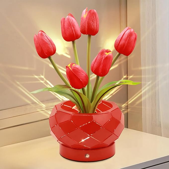 Lampe Tulipe Tactile, Veilleuse 3 Couleurs, Cadeaux Fête Des Mères, Saint-valentin