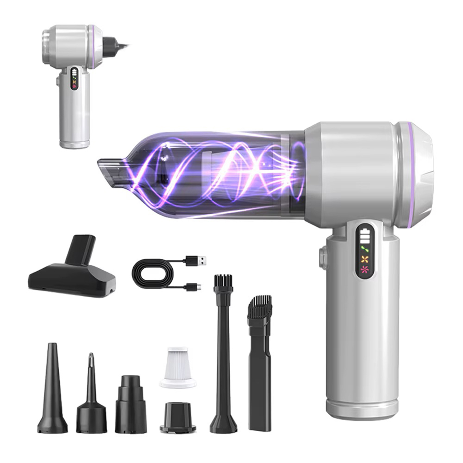 Car Vacuum Cleaner 2025 New Household Portable Dual-use Intelligent Dust Removal Wireless Charging Mini Violent Fan