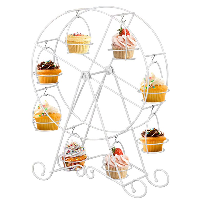 Plateau De Service À Dessert En Forme De Grande Roue Pour 8 Cupcakes, En Acier Inoxydable, Sur Le Thème Du Cirque Et De La Fête Foraine.