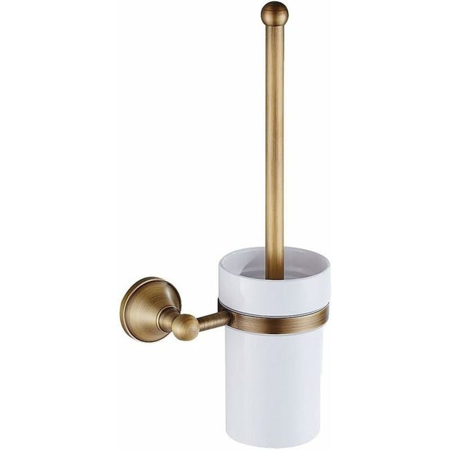 Brosse De Toilette En Laiton Antique Ensemble De Porte-brosse Avec Un Tasse En Ceramique (sku Produit : 92579718 Sku Offre : 812mts22)