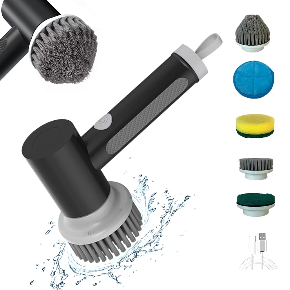 Electric Spin Scrubber,cordless Electric Cleaning Brush Scrubber - Handheld Shower Scrubber With 5 Replaceable Brush Heads For Bathroom, Kitchen, Wall, Tile, Tub