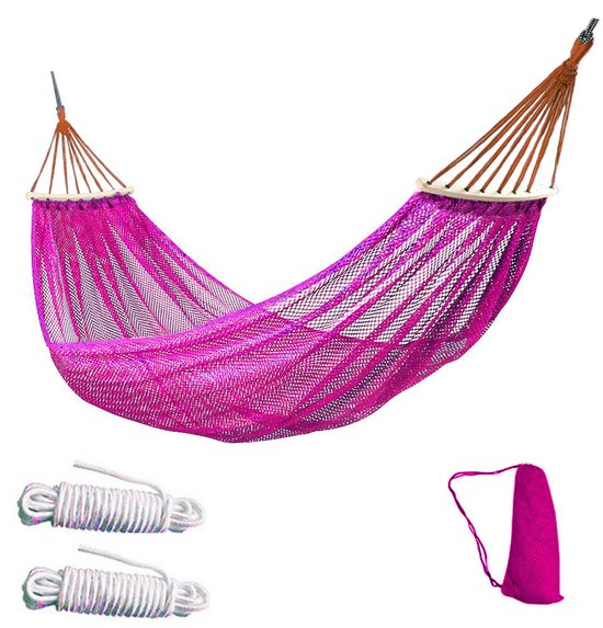 Hangmat - Dubbele En Enkele Hangmatten- 260130 Cm - Campingaccessoires -lichtgewicht Hangmat Met Ijsnet - Inclusief Opbergtas -met Bevestigingsmateriaal -maximaal Draagvermogen 200kg - Draagbare Hang