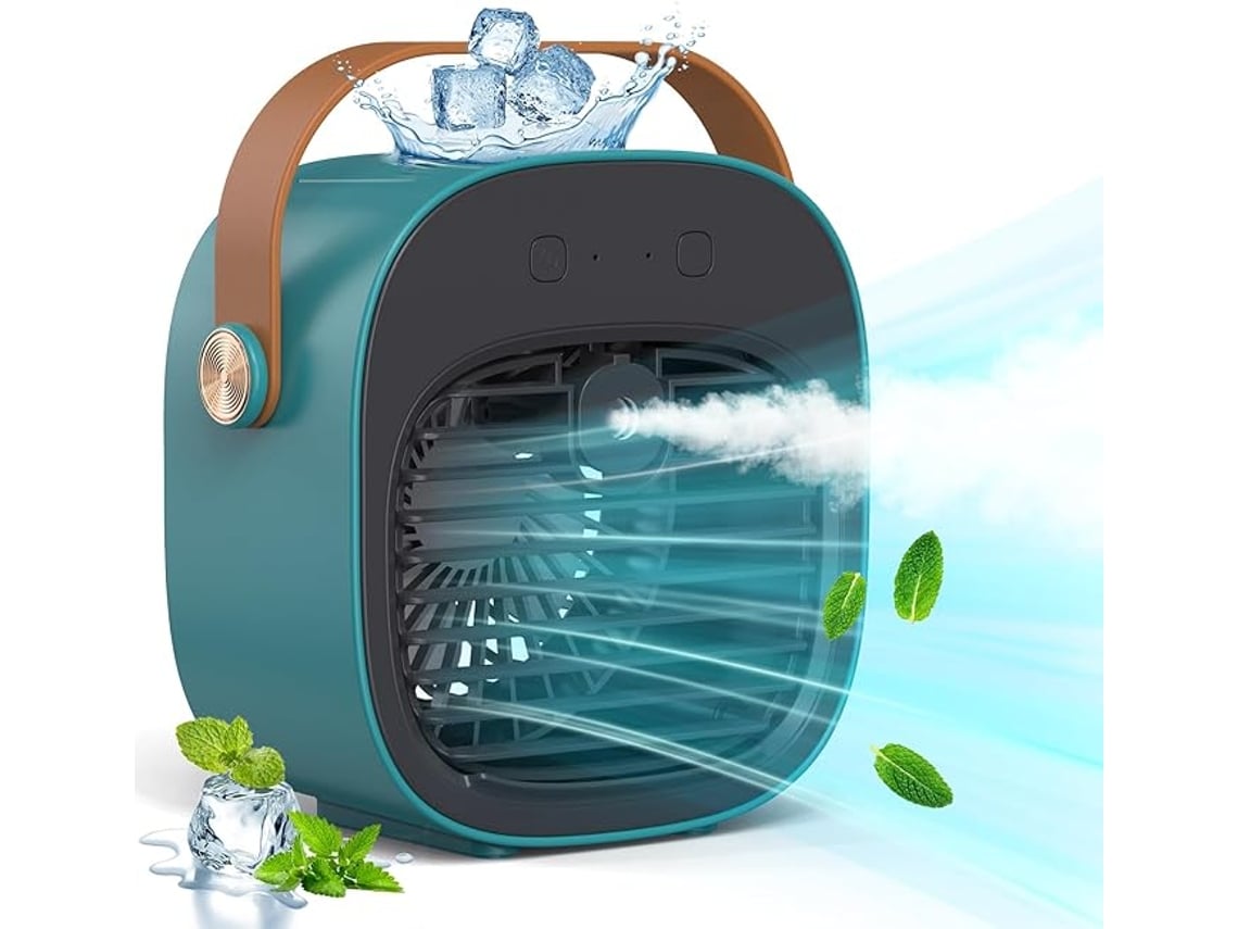 Ventilador De Ar Condicionado Portátil, Recarregável De 5200mah, Três Velocidades De Vento, Adequado Para Casa, Quarto, Viagens Verde