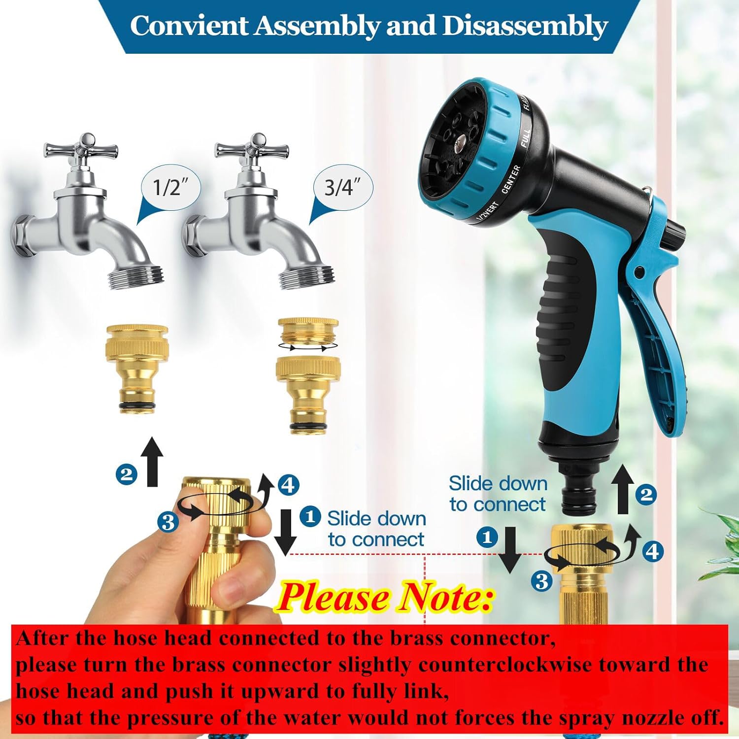 Tuyau D'Arrosage Extensible, Flexible Avec Buse De Pulvérisation 10 Fonctions, Tuyau D'Arrosage Rétractable Pour Lavage De Voiture, 15 Mètres