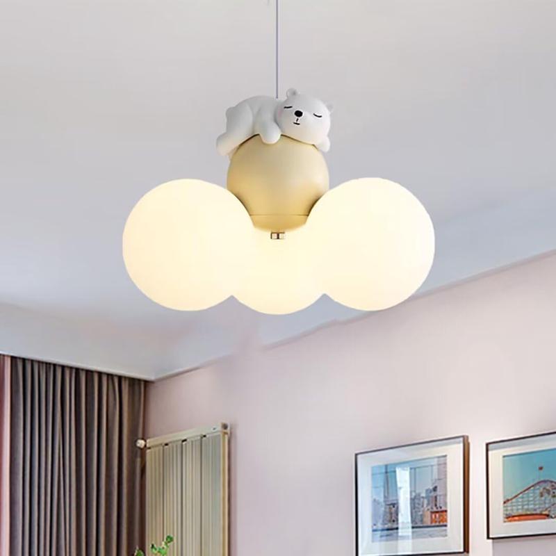 Suspension Led Ours Dormant Style Dessin Animé, Lustre Plafond Chambre Enfant Lumière Décorative