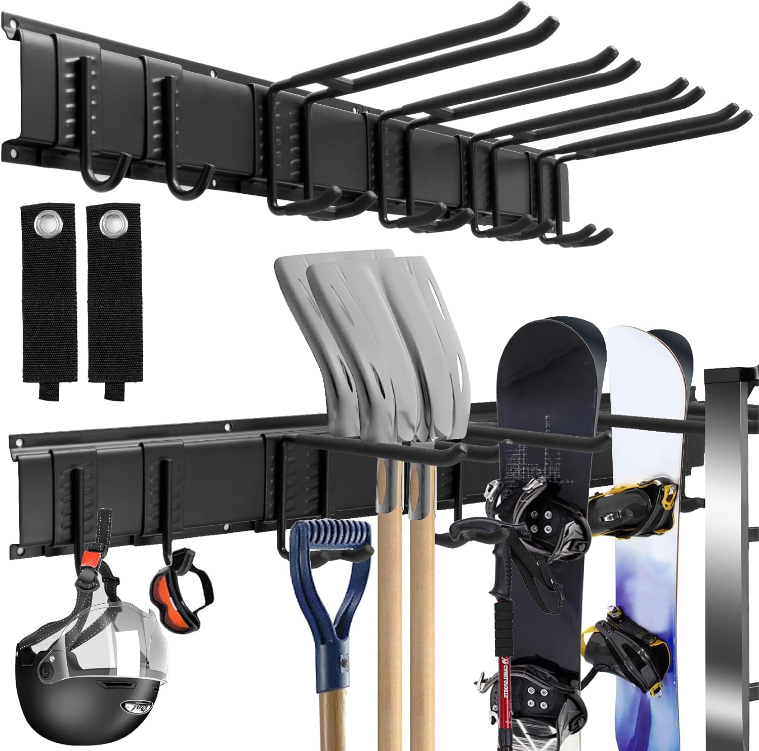 Garage Tool Manager Support Mural, Garage Wall Manager Support De Rangement Avec 6 Crochets, Outils De Jardin Cintre