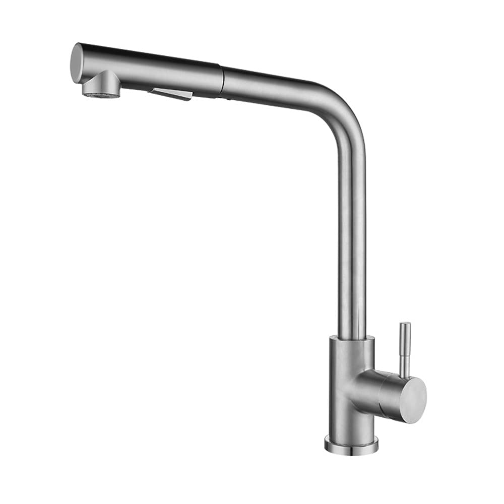 Sensun Kitchen Sink Pull Out Faucet Single Handle One Hole Mixer Tap With Pull Down Sprayer Sus304 Stainless Steel Brushed Nickel