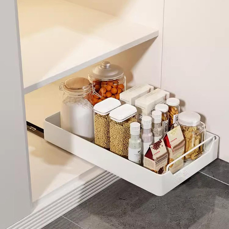 Uitschuifbare Keukenlade 43x20x7 Cm – Zacht Sluitend – Zelfklevend – Ruimtebesparend – Snel Te Monteren – Voor Keuken, Badkamer En Berging – 1 Stuk – Wit