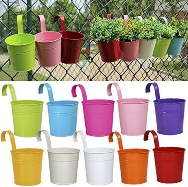 Lot De 10 Pots De Fleurs En Fer Forgé À Suspendre Pour Balcon, Jardin, Décoration D'Intérieur (sku Produit : 97061950 Sku Offre : Mkh25.8.11-1)
