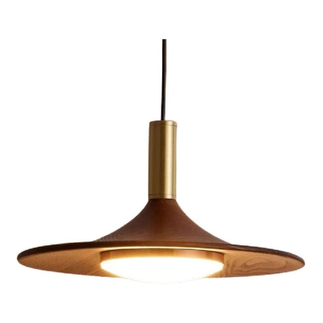 Suspension Simple, 25 Cm, Fer Forgé, Couleur Noyer, Une Seule Tête, Lumière Chaude.