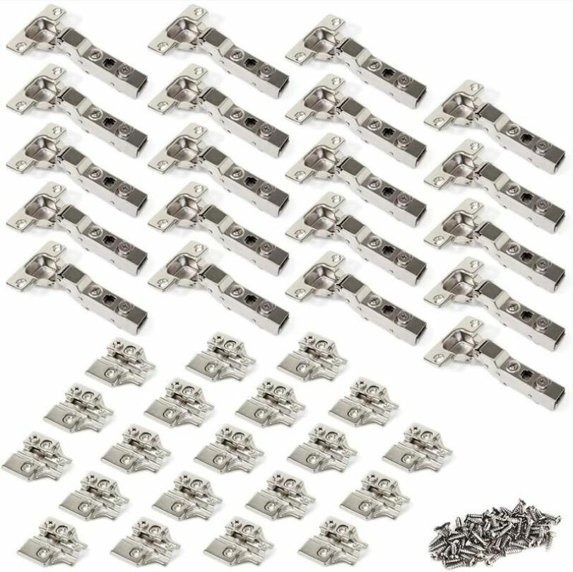 105 Degré Demi Recouvrement Charnières 35mm Avec Amortissement Pour Porte De Placard Cuisine Charniere Pour Meuble Armoires En Semi-applique Lot De 20 - Argent Treetalk
