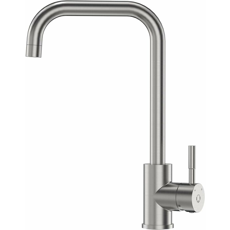 Robinet Cuisine Brossé, Mitigeur Cuisine Pivotant 360° Flexible Robinetterie Cuisine En 304 Acier Inox Résistant À La Corrosion