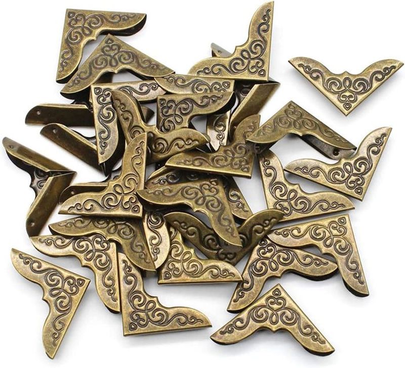 40 Mini Coins De Livre-métal,pour Protéger，livres,dossiers,albums,albums Photo,menus-décoratifs,bronze Antique,15 X 20 Mm