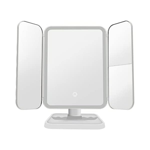 Smart Makeup Mirror With Lights And Magnifying Glass, Tri-folding Makeup Mirror For Travel