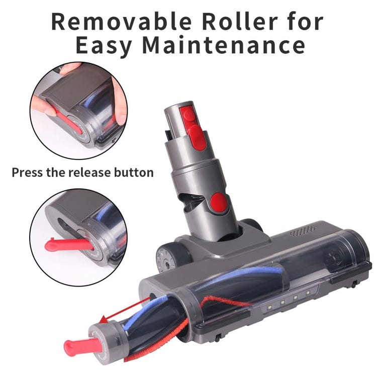 Compatible Avec Les Aspirateurs Dyson V7, V8, V10, V11, V15, Tête De Nettoyage À Entraînement Direct Avec 4 Phares Avant Pour Sols Durs Et Moquettes