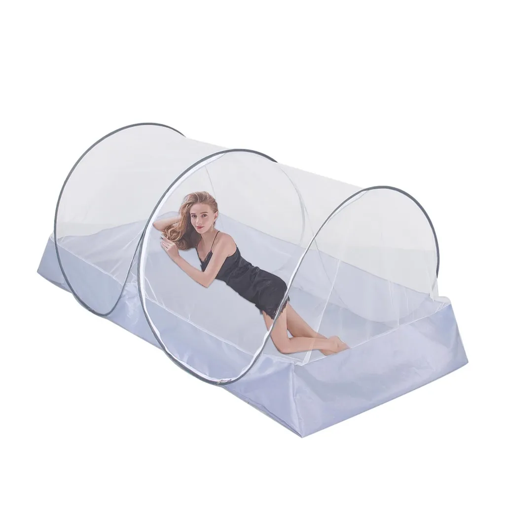 Moustiquaire Pliable Pour Lit Simple, Moustiquaire Instantanée Idéale Pour Le Camping, Les Parcs Et Les Jardins, Moustiquaire D'Extérieur Avec Fermeture Éclair Latérale