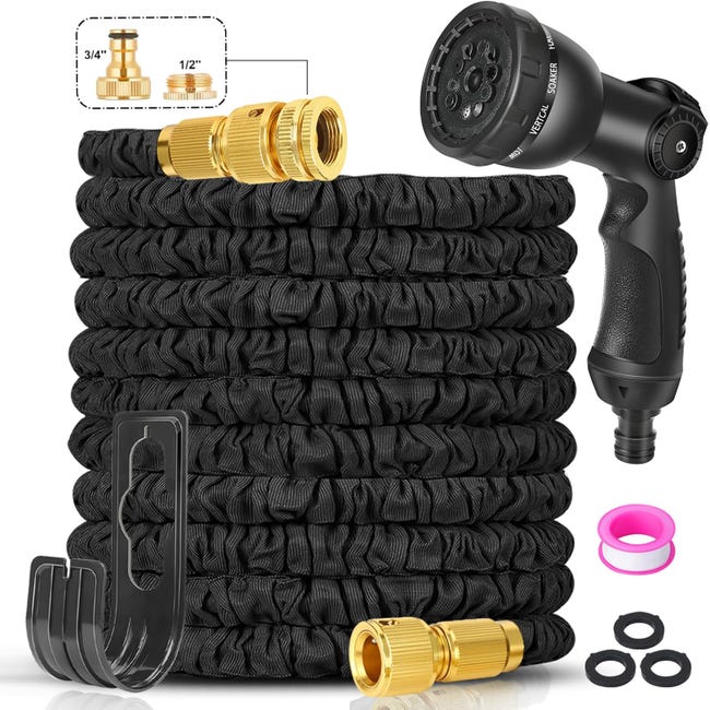 Tuyau D'Arrosage 50 Pieds - Tuyau D'Arrosage Extensible 3x Avec Pistolet Pulvérisateur 10 Modes Tuyau D'Arrosage Flexible (sku Produit : 96505388 Sku Offre : Mkh25.6.26-2)