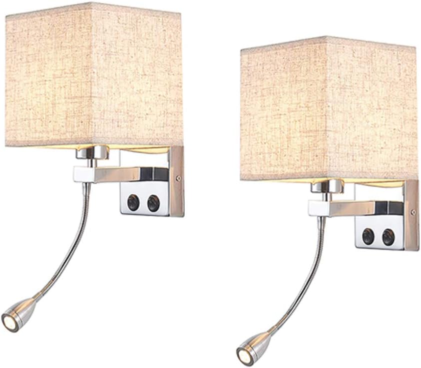 Applique Murale Chambre 2 En 1 Lampe De Lit Moderne Avec Bras De Lecture Réglable Et Led Avec Interrupteur Abat-jour En Tissu E27 Lampe De Lecture