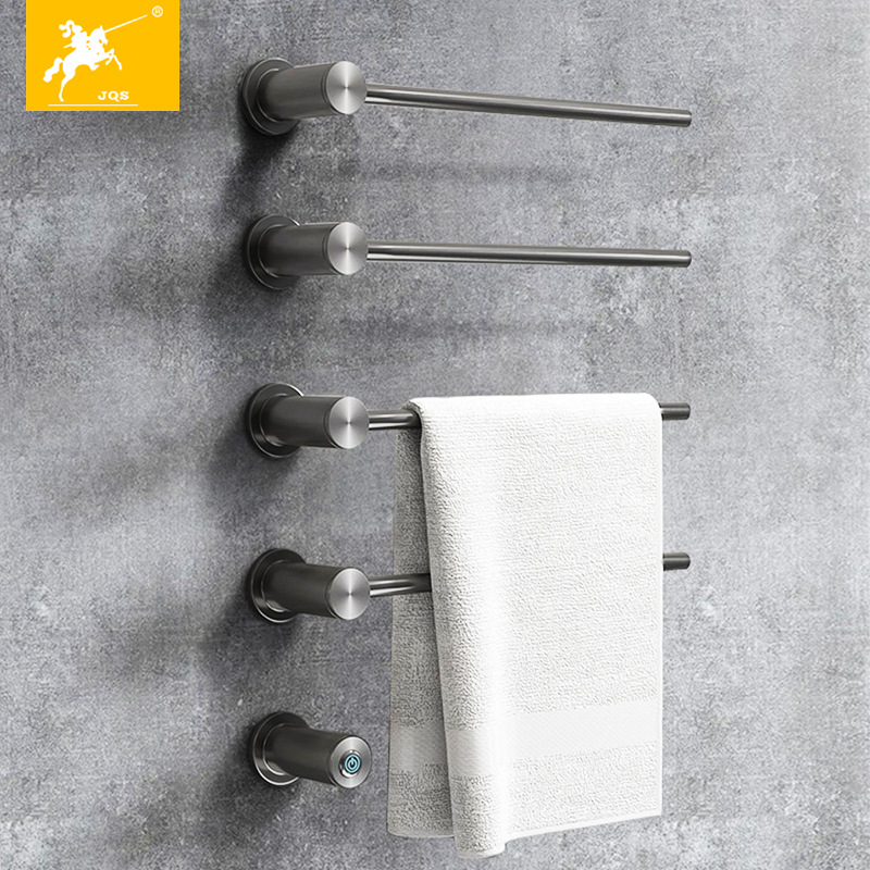Sèche-serviettes 3 Barres Gris Chauffant Automatique, Température Constante 50°c, Ip44, Inox 304, Charge 15kg Chauffe En 5 Minutes, Installation Flexible Consommation Électrique Réduite