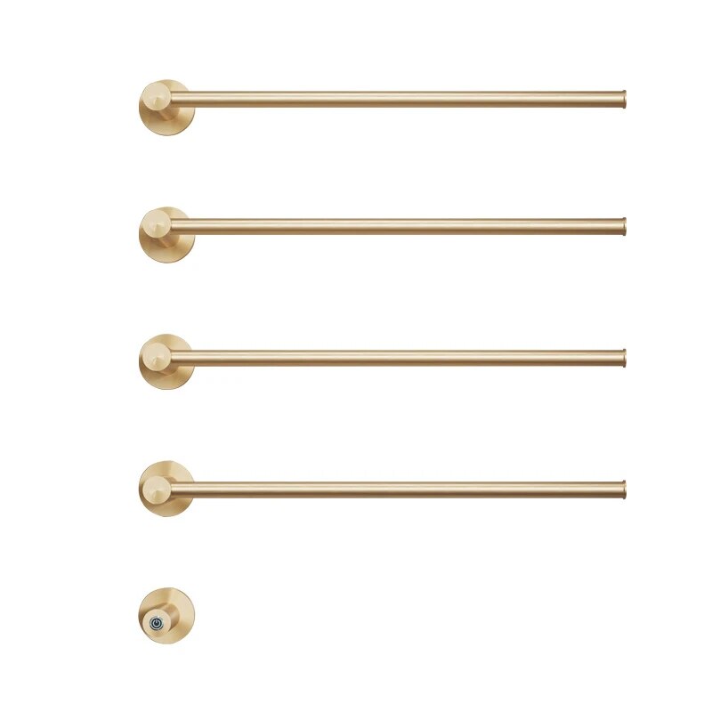 Sèche-serviettes 4 Barres Or Brossé Chauffant Automatique, Température Constante 50°c, Ip44, Inox 304, Charge 15kg Chauffe En 5 Minutes, Installation Flexible Consommation Électrique Réduite