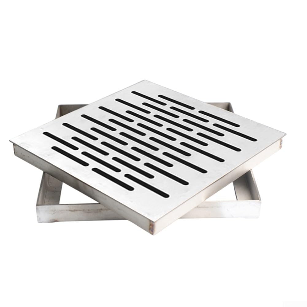 Grille D'Évacuation Carrée En Acier Inoxydable Avec Cadre, Conception Antidérapante Pour Un Écoulement Rapide De L'Eau, Pour L'Intérieur Et L'Extérieur (250 X 250 X 20 Mm)