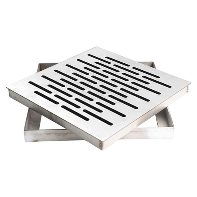 Grille D'Évacuation Carrée En Acier Inoxydable Avec Cadre, Antidérapante Et À Drainage Rapide, (200 X 200 X 20 Mm)