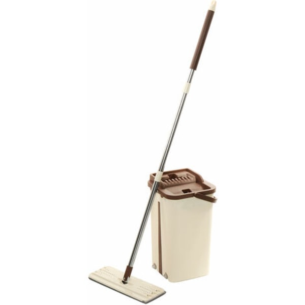 Vikbar Plattmopp Rotation 360° Avec 4 Microfibres + Lavente-hink