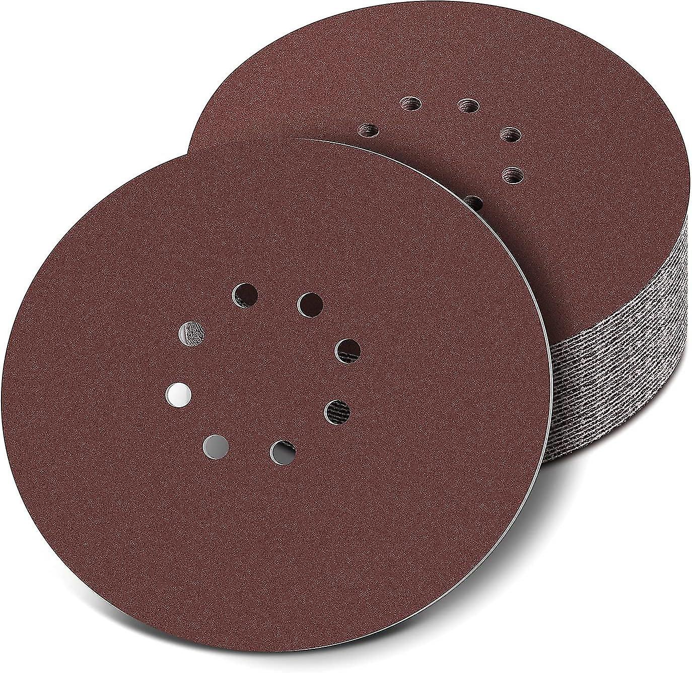 Disques De Ponçage 225 Mm Grain 80/120, Lot De 30 Feuilles De Papier De Verre 225 Mm À 8 Trous Avec Fixation Auto-agrippante Pour Ponceuse À Long Col Et Plaques De Plâtre