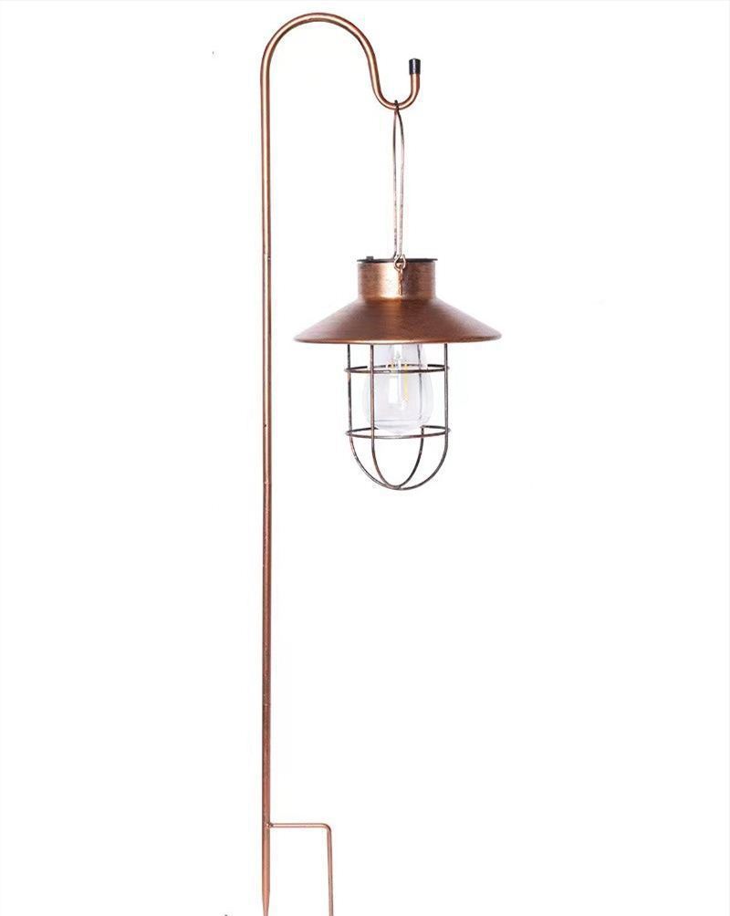 Lot De 2 Lampes Solaires Suspendues Avec Crochet De Berger, En Métal Étanche Doré