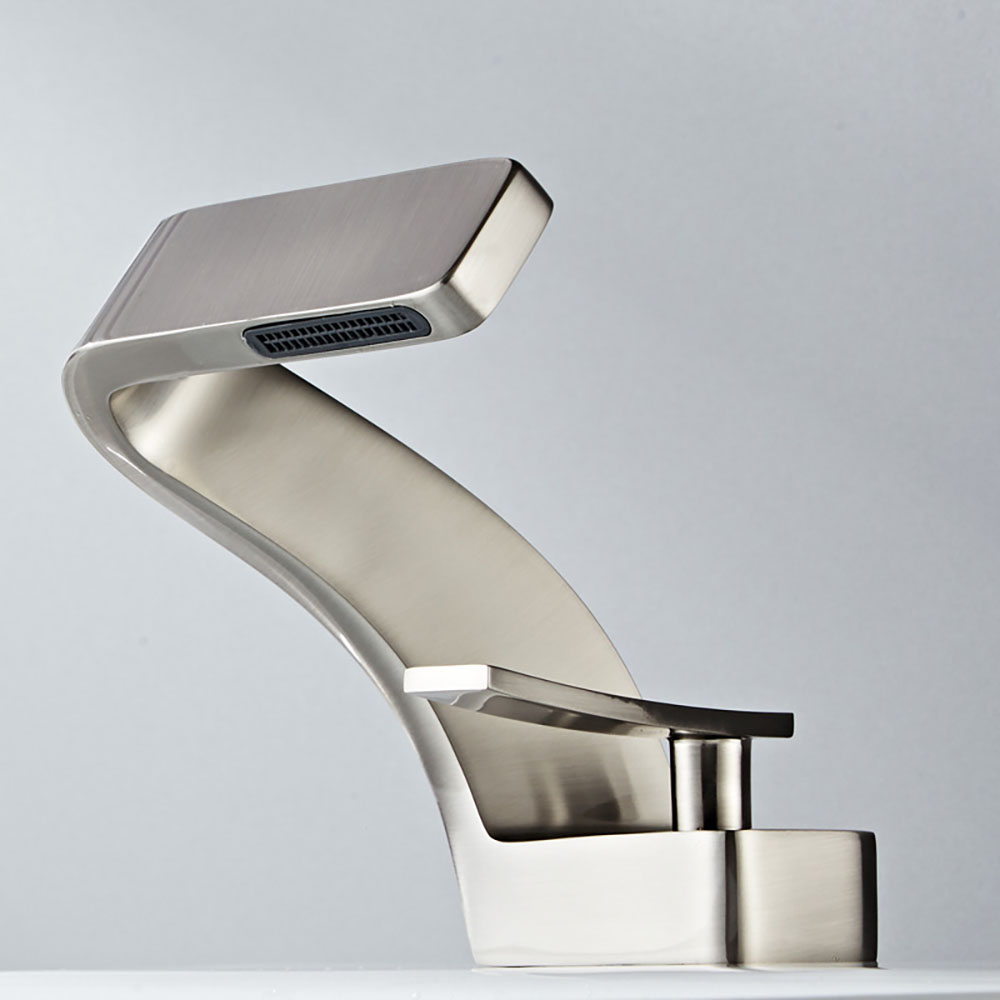 Robinet Cascade Pour Lavabo De Salle De Bain, Robinet Mitigeur D'Eau Chaude Et Froide En Laiton Massif, Robinet D'Évier De Lavabo Avec Deux Tuyaux Standard De 60cm ( Brossé)