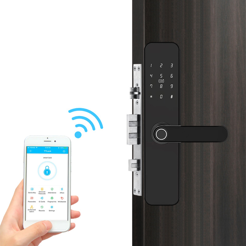 Poignée De Porte Intelligente Avec Application Intelligente/empreinte Digitale/carte Ic/mot De Passe/clé De Rechange, Poignée De Porte À Empreinte Digitale Avec Clavier, Adaptée Pour Chambre À Coucher