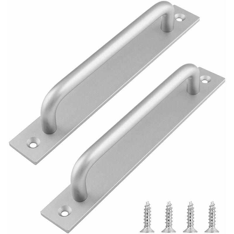 Lot De 2 Poignées- 128mm De Porte De Grange En Alliage D'Aluminium Poignée Pour Tiroir Armoire Argenté Avec Vis