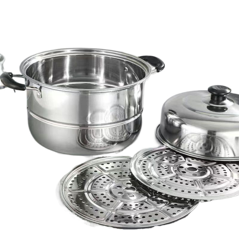 Cuit-vapeur En Acier Inoxydable À Double Paroi Et Revêtement Épais, Grande Marmite, Cuiseur Vapeur Pour Poisson, Compatible Avec Les Plaques À Induction Et Les Cuisinières À Gaz, Ustensile De Cuisine