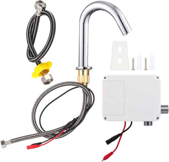 Robinet À Capteur, G1/2 Robinet Filetage D'Induction Automatique D'Eau Infrarouge Simple Froid Avec Boîte De Contrôle, Alimenté Par Pile, 23cm