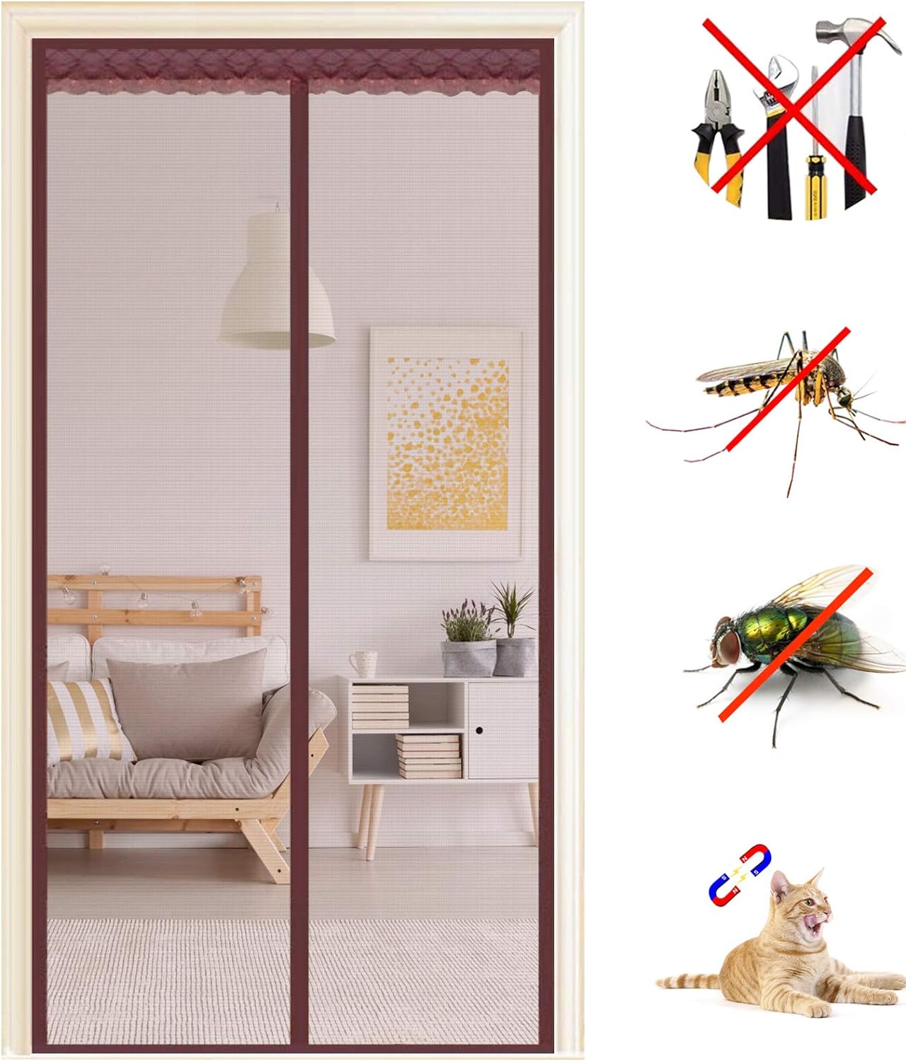 Mosquitera Magnética Para Ventana De Puerta, 100 X 210 Cm, Mosquitera De Cifrado De Malla Autoadhesiva, Cierre Automático De Cortina Magnética Antimosquitos, Sin Taladrar, Para Ventanas De Puerta (mar