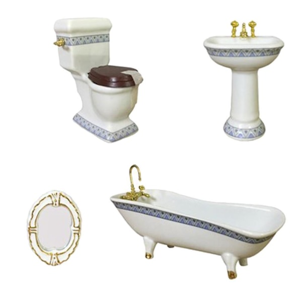 Ensemble De 4 Accessoires De Salle De Bain Miniatures Pour Maison De Poupée - Échelle 1:12