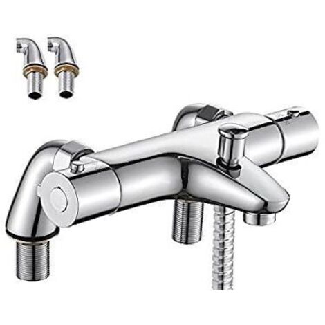 Ikodm – Mitigeur Thermostatique De Baignoire – Laiton Massif – Finition Chromée – Température Sécurisée À 38°c – Installation Facile