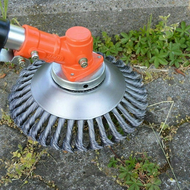Brosse Rotative De 15 Cm (6 Pouces) Avec Joint Torsadé Et Tête De Coupe En Acier À Disque, Compatible Avec Les Coupe-bordures À Arbre Droit Stihl, Honda, Etc. (25,4 Mm X 150 Mm).