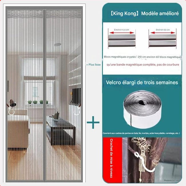1-pack Encrypted Segmented Strong Magnetic Diamond Mesh Mosquito-proof Curtain - Striped Silver-gray 150220cm (velcro Self-adhesive, Punch-free Desig