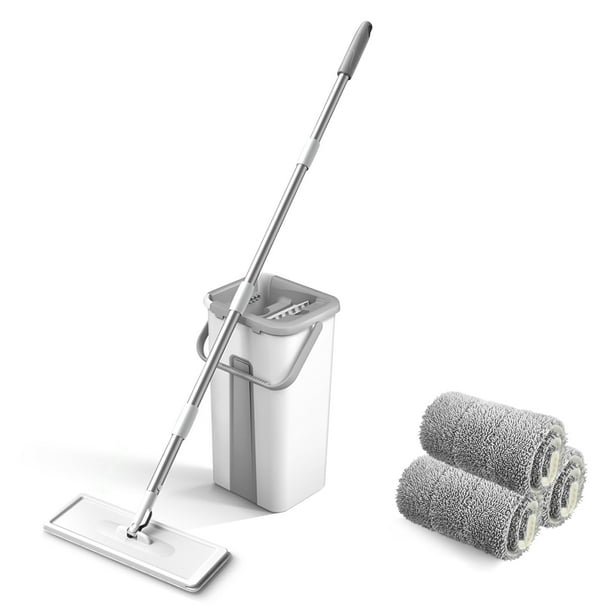 Balai-serpillère En Microfibre Avec Seau, Nettoyage Des Sols, Balai-serpillère Mains Libres, Lingettes Lavables, Balais-serpillères Réutilisables Avec Recharges Douces, Nettoyant Pour Parquets, Balai-