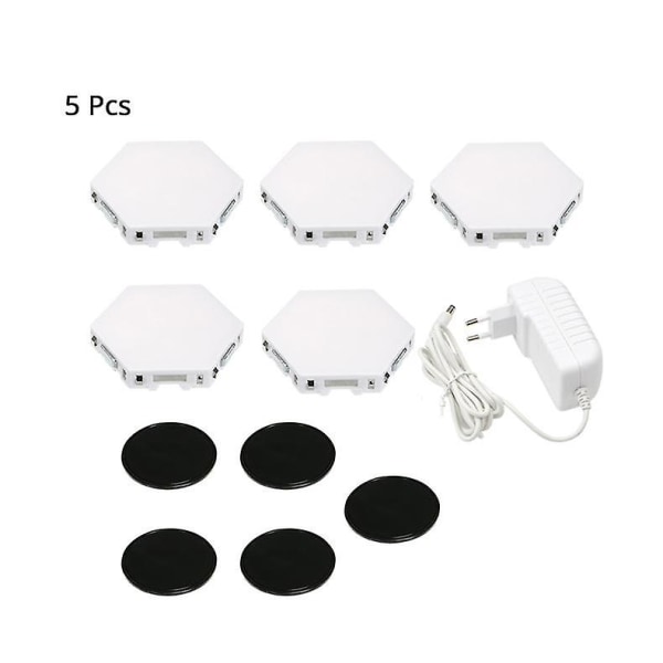 5-pack Quantum Lamp Modulära Led-lampor Beröringskänsliga Hexagon Nattlampor Hexagon Vägglampa